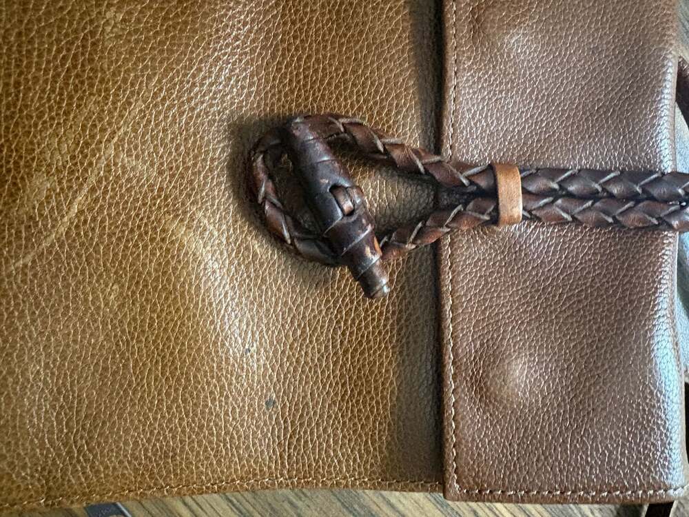 Vintage Brown Pebbled Leather Travel Wallet Organizer with Toggle Closure - Picture 3 of 6